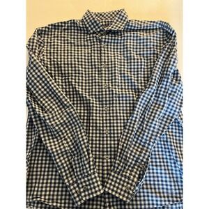 JOHNNY-O Hangin' Out Men's Blue Plaid Button Down Long SleeveCotton Shirt L